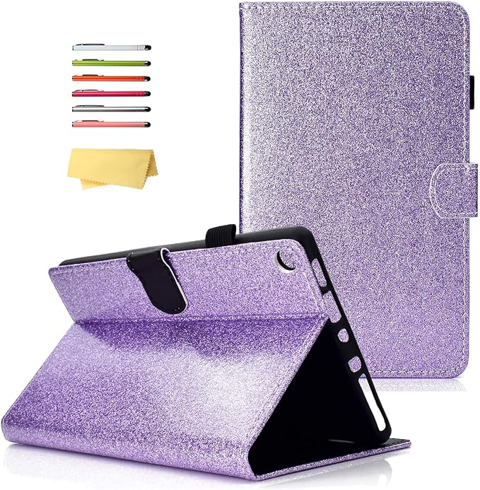Fire HD 8 Case Slim Folding Stand Auto Wake/Sleep Wallet Case with Cards/Cash Holder for Amazon Fire HD 8(8th/7th/6th Gen 2018/2017/2016 Release)-Black