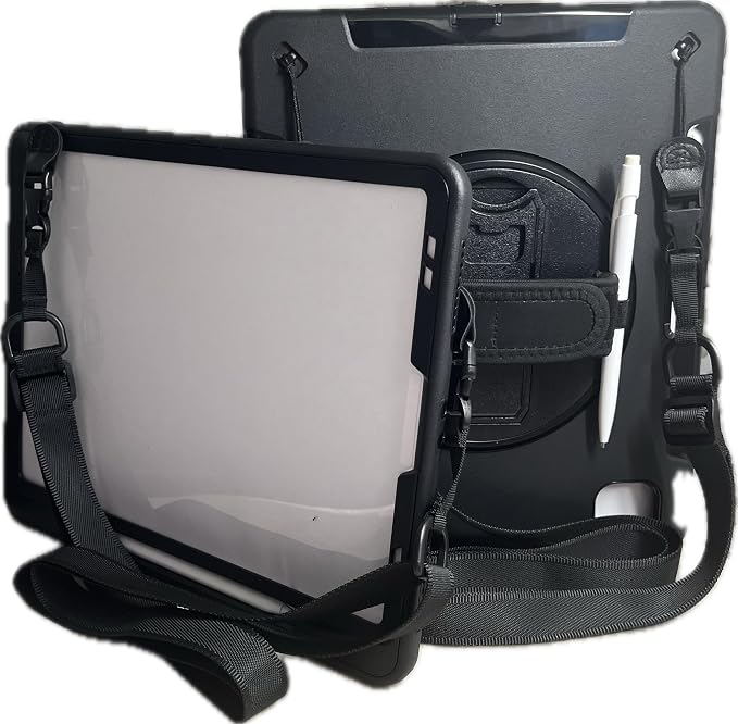 Case for iPad Pro 12.9 2021 5th Generation Shockproof 3-in-1 Protection Screen Protector Strap for Horizontal/Vertical use Kickstand 360 Rotation and Pencil Holder