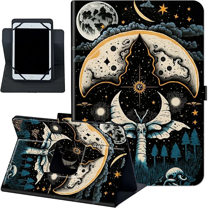 Universal Case for 10.6 inch 11 inch TabletUniversal Case for 10.6-11 Inch Touchscreen TabletSlim PU Leather Stand Folio Shell Cover with 360 Degree Rotatable Kickstand ViewingAbstract Sun Leaf