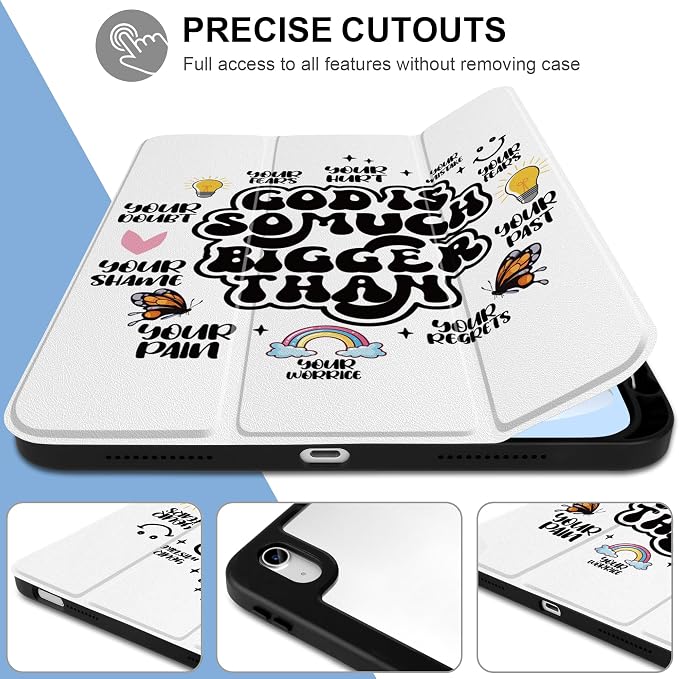 Case for iPad (A16) 11th Generation 11 inch 2025 /iPad 10th Gen 10.9 2022 - Aesthetic Cute Preppy Design Trifold Cover with Soft TPU Bumper Clear Back Auto Sleep/Wake Waves