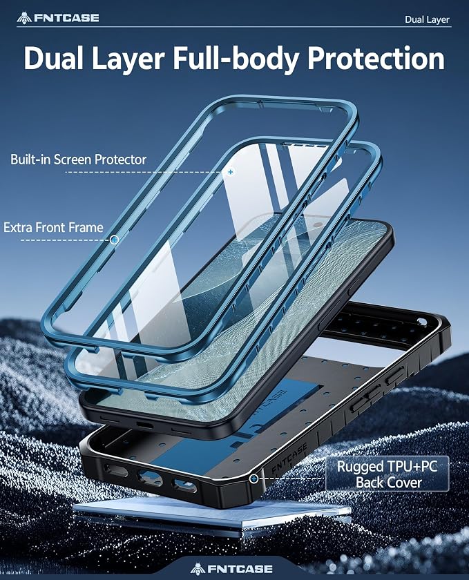 FNTCASE for 11 Pro XL Case Rugged Kickstand 2 Front Frames Black | Built-in Screen Protector 20FT Military-Grade Drop Protection Rugged Heavy Duty Shockproof Full Body Protective Cover