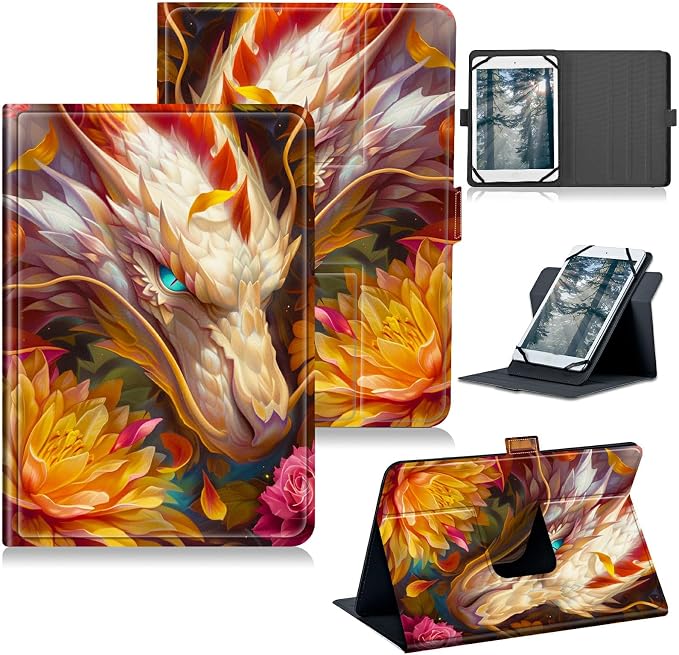 for Walmart Onn 10.1 2024 Onn 10.1 Gen 4 Universal Tablet Case 360 Degree Rotating Kickstand Protective Stand Case with Multiple Viewing PU Leather Shell Case Black Book Cat