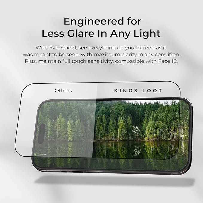 Kings Loot EverShield Screen Protector for iPhone 17 Pro | Premium 2-Pack Tempered Glass | Bubble-Free Alignment Applicator | Anti-Glare Ultra-Clear Protection | Reinforced Edge Defense