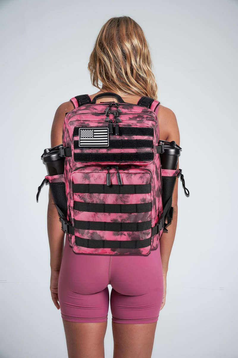 LHI Tactical Military Backpack for Men and Women 25L Army Assault Pack Bag Large Rucksack with Molle System-Pink tie dye