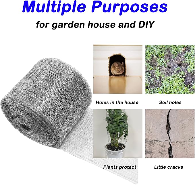 Wire Mesh for Mice Control 5IN X 53Ft, Hole Fill Fabric, Upgraded Stainless
