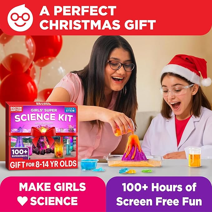 Doctor Jupiter Girls' Super Science Kit for Ages 8-12 Ideas for Girls 8,9,10+ Years Old | Chemistry Set, STEM Toy Kit with 100+ Experiments | Learning & Educational Projects