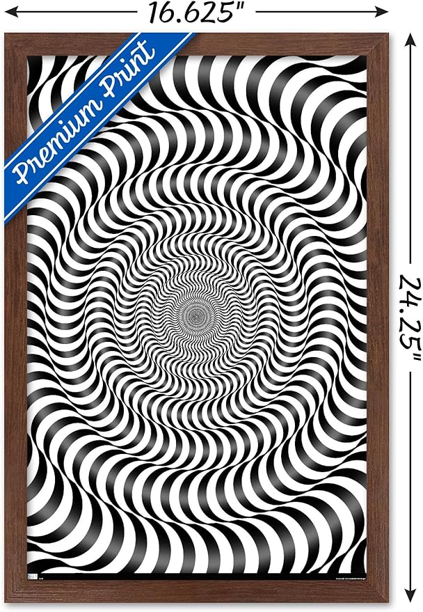 Trends International Zebra Stripe Optical Illusion Wall Poster, 14.725" x 22.375", Mahogany Framed Version