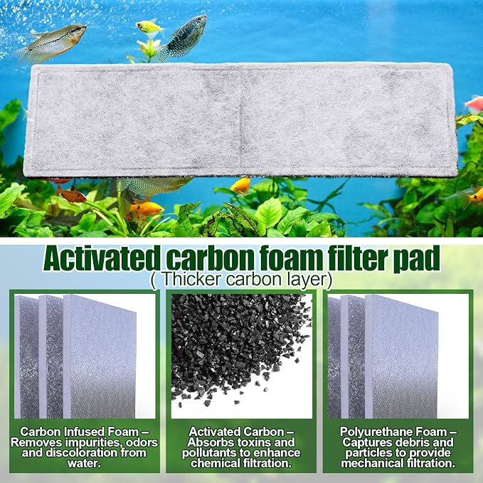 Pangda 24 Pcs Carbon Filter Foam Pads and Foam Filters Compatible