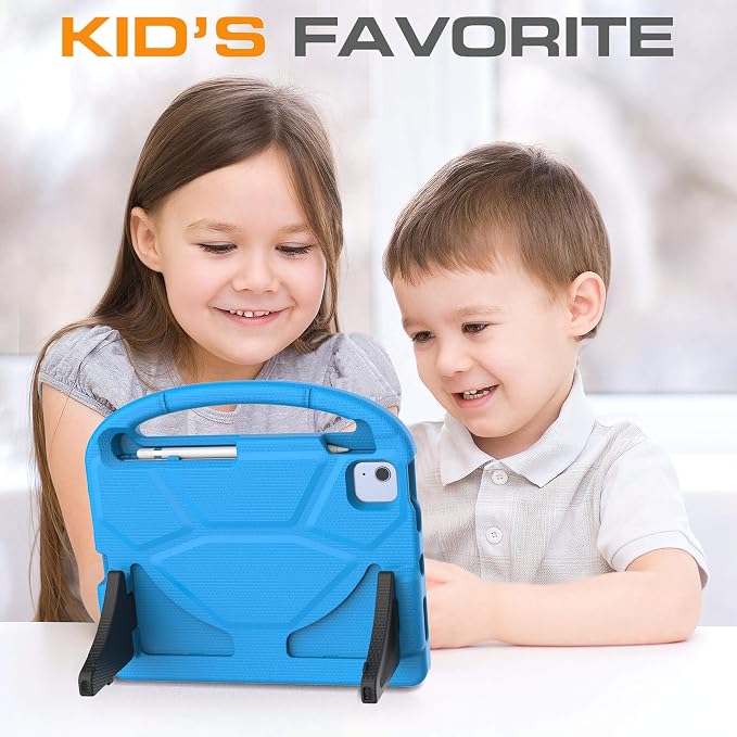 Kids Case for iPad (A16) 11th Generation 11 Inch 2025/iPad 10th Generation 10.9 Inch 2022 with Screen Protector and Pencil Holder Shockproof Handle Stand Cover for iPad 11/10 Gen Blue