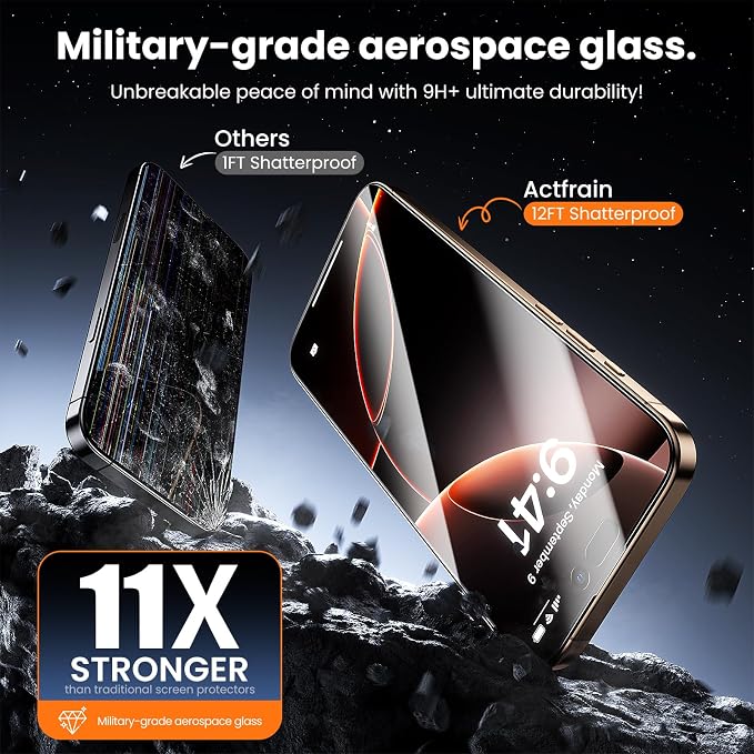 3-Pack for iPhone 16 Plus/15 Plus Screen Protector Privacy 9H+ Tempered Glass Scratch &amp Drop Resistant Smooth &amp Clear Easy Installation Full Coverage