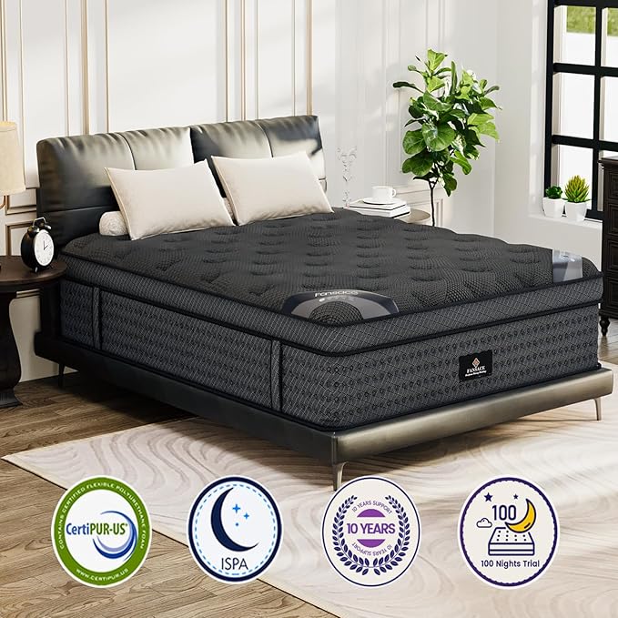 Queen Size Mattress, 18 Inch Deluxe Hybrid Queen Mattress in a Box, Medium Firm Mattresses With Gel Memory Foam & Pocket Springs, Pressure Relief, Cooling, Extra Edge Support [Upgraded Support]