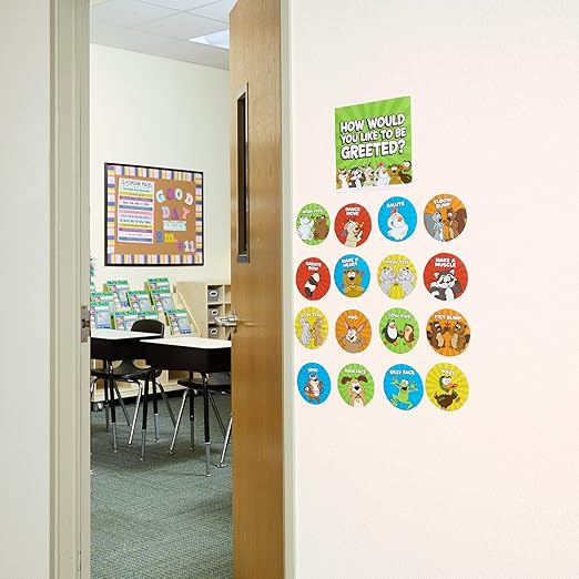 Really Good Stuff EZ Stick How Would You Like to Be Greeted? Labels - Motivational Encouragement Greeting Decals for Classroom - Teacher Supplies
