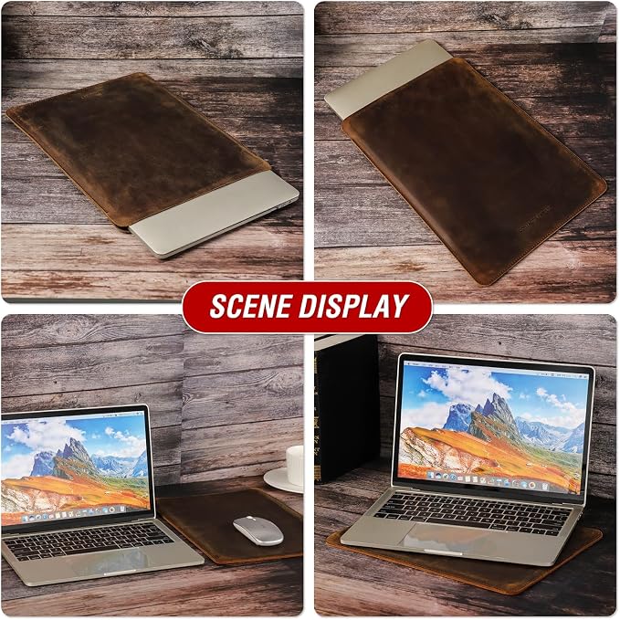 Top Grain Leather 12.9 Tablet Sleeve Slim Protector Vintage Design Fully Handmade Compatible with 12.9 iPad Pro 3/4/5/6 Gen Fits A2233 A2069 A2378 A2379 A2461 A2462 Coffee 12.9 Inch