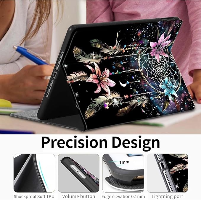 Case for iPad (A16) 11th Generation 11 Inch (2025)iPad 10th Generation 10.9 Inch (2022)PU Leather Slim Standing Smart Coverwith Auto Sleep/WakeBall on Fire