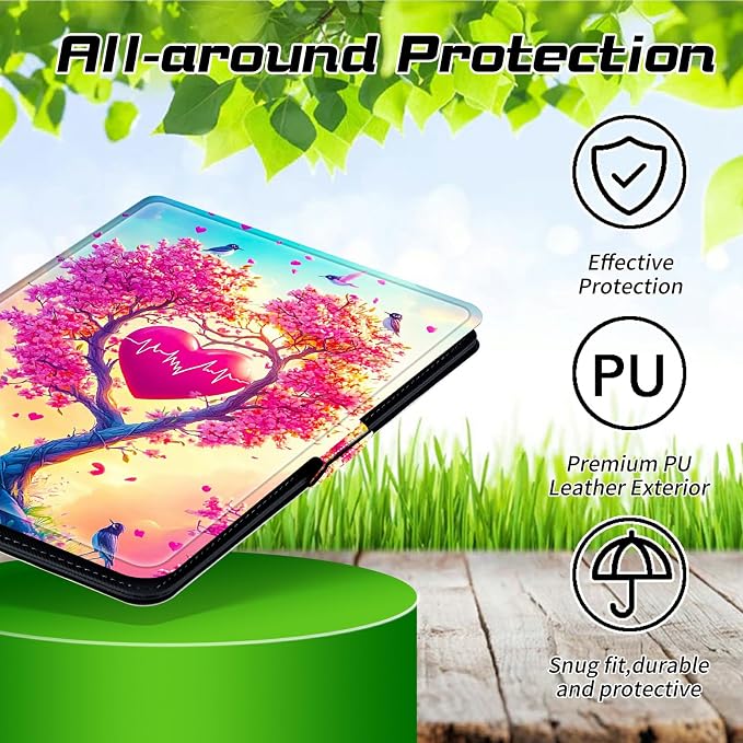 for Walmart Onn 10.1 2024 Onn 10.1 Gen 4 Universal Tablet Case 360 Degree Rotating Kickstand Protective Stand Case with Multiple Viewing PU Leather Shell Case Black Book Cat