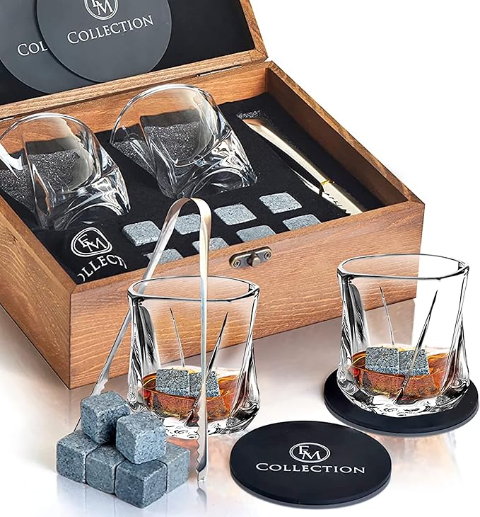 EMCOLLECTION Whiskey Glasses | Whiskey Stone for Him, Men & Women
