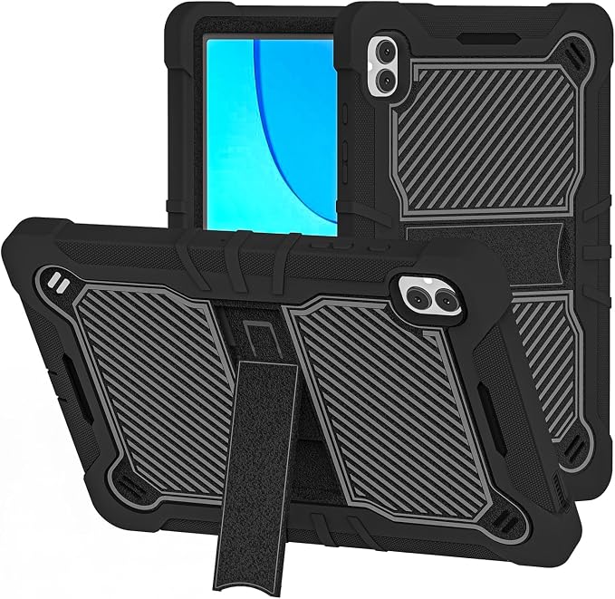 TJS Compatible with Boost Celero 5G Tab Tough Tablet Case (Black) | Strong Kickstand Hybrid Case Cover for Celero 5G Tab