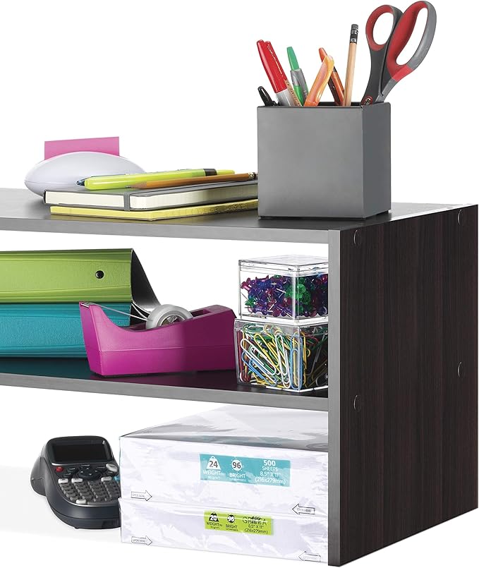 Whitmor Wood Stackable 2-Shelf Shoe Rack, 24 INCH, Espresso