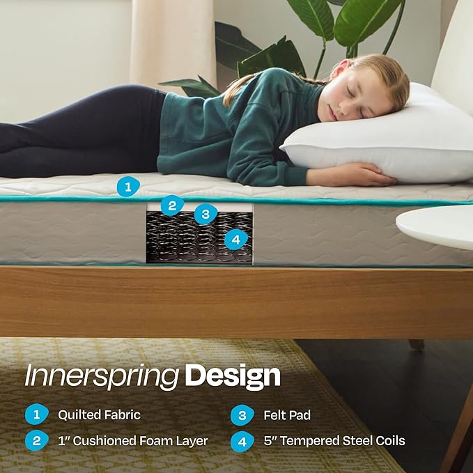 Linenspa 6-Inch Innerspring Mattress - Full + 14-Inch Folding Platform Bed Frame