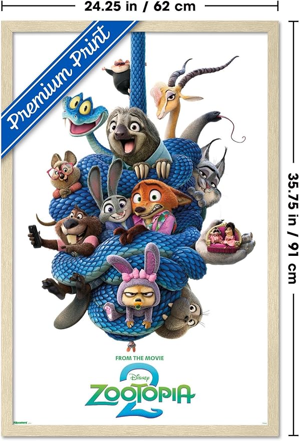 Disney Zootopia 2 (2025) - Group One Sheet Wall Poster, 34L" x 22.4W", Blonde Framed Version