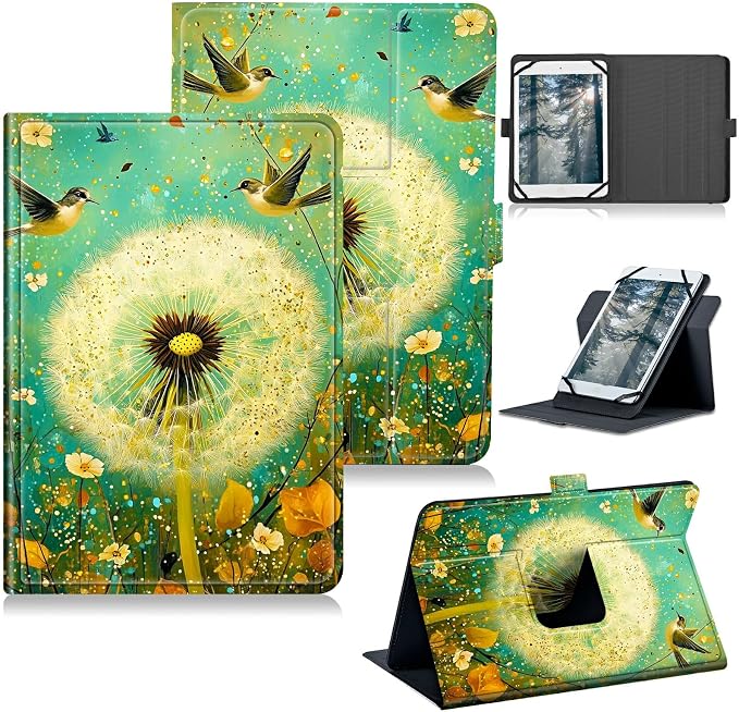 for Walmart Onn 10.1 2024 Onn 10.1 Gen 4 Universal Tablet Case 360 Degree Rotating Kickstand Protective Stand Case with Multiple Viewing PU Leather Shell Case Black Book Cat