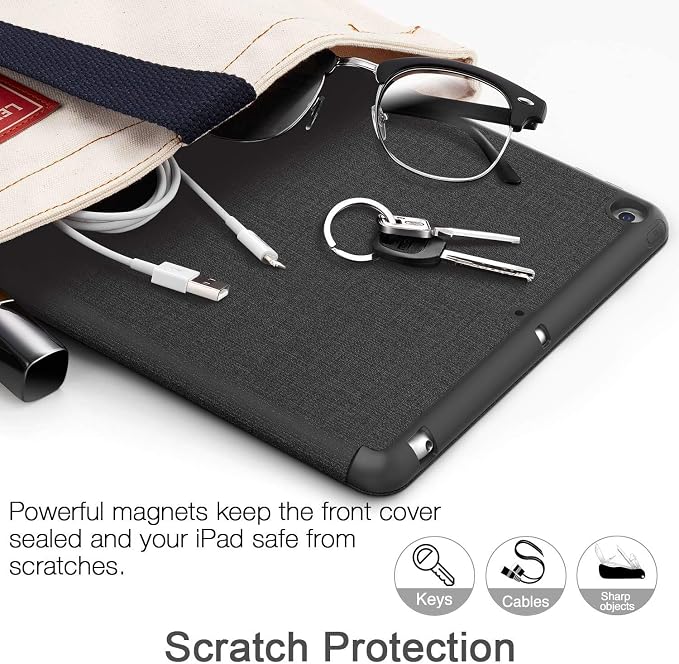 Soke Case Fits for iPad 6th/5th Generation with Pencil Holder - [Full Body Protection + Auto Wake/Sleep] Shockproof Soft TPU Back Cover for Apple iPad 9.7 inch 2018/2017 Black