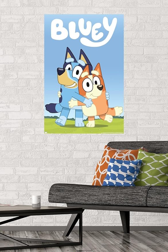 Bluey - Hug Wall Poster, 22.37" x 34.00", Poster & Mount Bundle