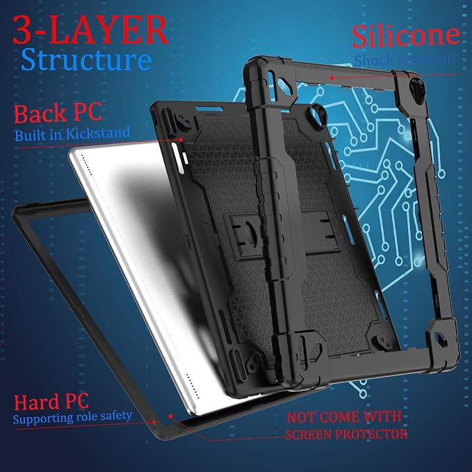 for YQSAVIOR Tab CP10 10.1 CaseHeavy Duty Shockproof with Shoulder Strap Kickstand Hybrid Kids Friendly Cover for Coopers Model CP10 10.1 inch Tablet (Black)