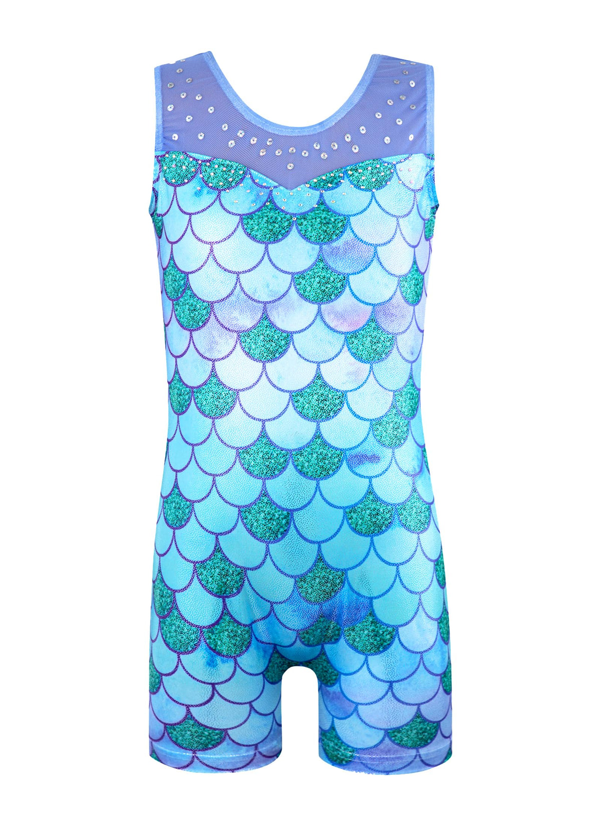 HOZIY 4t Gymnastics Leotards for Girls 3t Green Mermaid Mesh Strap Spliced Rhinestone Sequins Tumbling Outfits Biketard Practice Ropa De Niña Para Gimnasia Suit