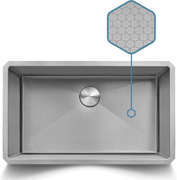Ruvati Hex Bottom 30-inch Scratch Resistant Embossed Texture Kitchen Sink Stainless Steel - RVH7630