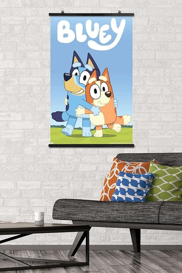 Bluey - Hug Wall Poster, 34L" x 22.4W", Poster & Clip Bundle