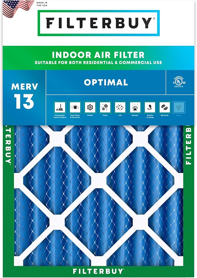 Filterbuy 18x24x4 Air Filter MERV 13 Optimal Smoke & Allergy Defense,