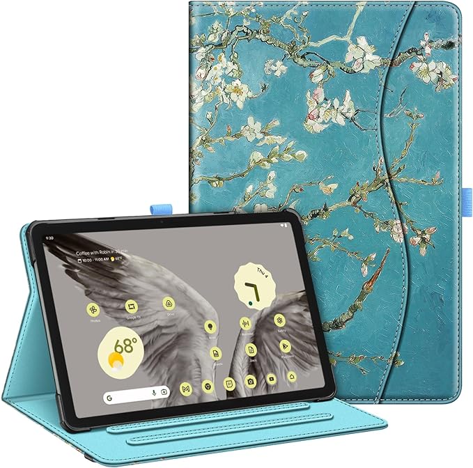 Fintie Case for Google Pixel Tablet 11 inch 2023 Multi-Angle Viewing | Protective Stand Cover with Pocket &amp Pencil Holder Compatible with Charging Speaker Dock Blossom