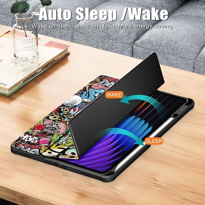 Case Compatible with Xiaomi pad 7/7 Pro 11.2 2024Slim Drop Protection Tri-Fold with Hard Shell Transparent Back and Pen Holder Stand Smart Cover with Auto Wake/SleepBlack