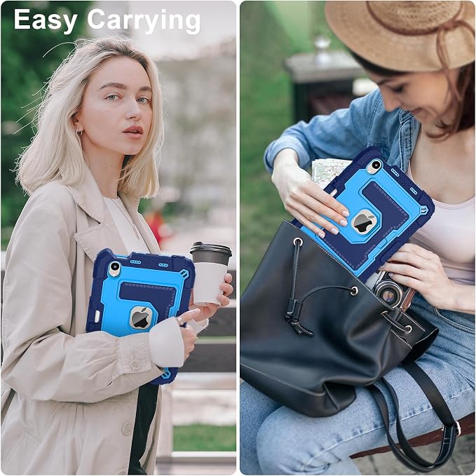 Kids Case Compatible with iPad mini 7 A17 pro 2024 Mini 6 8.3”Colorful Shockproof Case with Pencil Holder and Adjustable Big StandHandle Strap for iPad mini 6th 7th Gen