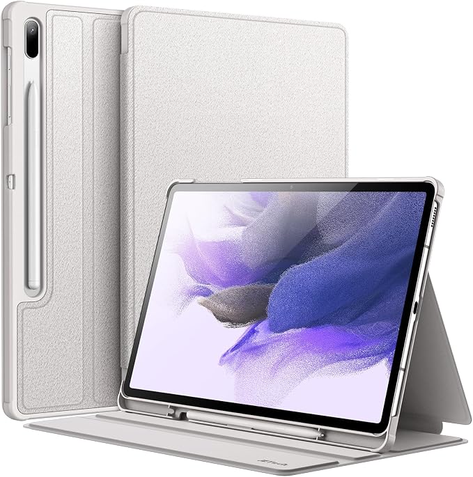 JETech Folio Case for Samsung Galaxy Tab S8 Plus/S7 FE/S7 Plus 12.4 Black | For 2022/2021/2020 Model Multi-Angle Stand Cover S Pen Holder Slim Protective Cover Auto Wake/Sleep