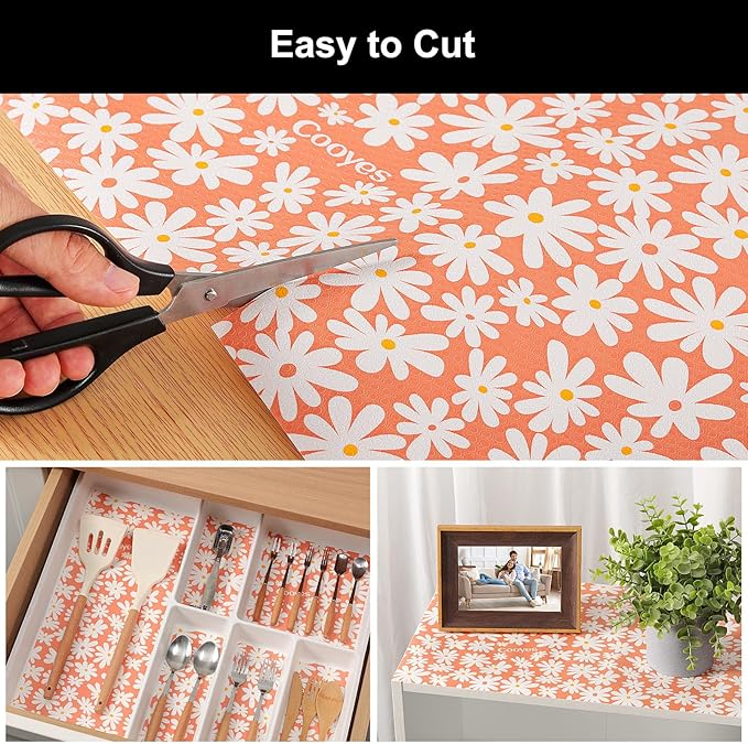 Cooyes Shelf Liner – Premium Non-Adhesive Cabinet & Drawer Liner for Kitchen – Waterproof Shelf Paper with Modern Pattern – Durable EVA Cabinet Mat – Easy to Cut （12" W x 120" L）