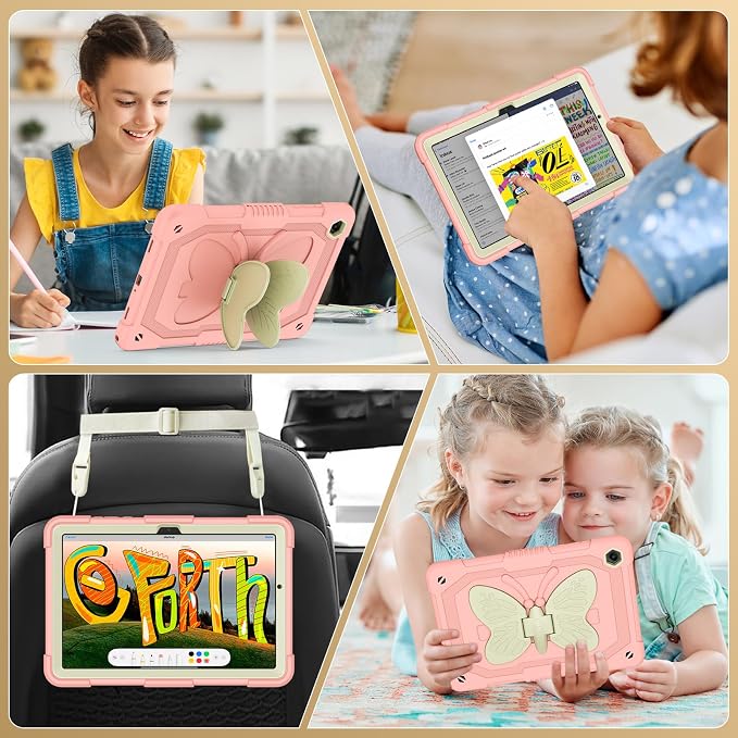 Cover for Samsung Galaxy Tab A11+ Plus/A9+ Plus Case with Screen Protector Galaxy Tab A11+/A9+ 11 inch 2025/2023 Released with Butterfly Stand Shoulder Strap Shockproof case for Kids Girl Colorful