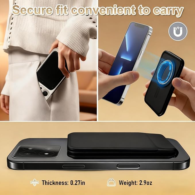 Magnetic Phone Stand Compatible with All Smartphones 17/16/15/14/13/12 Series Slim PU Leather Desk Stand with Angle Adjustment Portable &amp Includes 1 Strong Magnetic Ring for Any Phone(Pink)