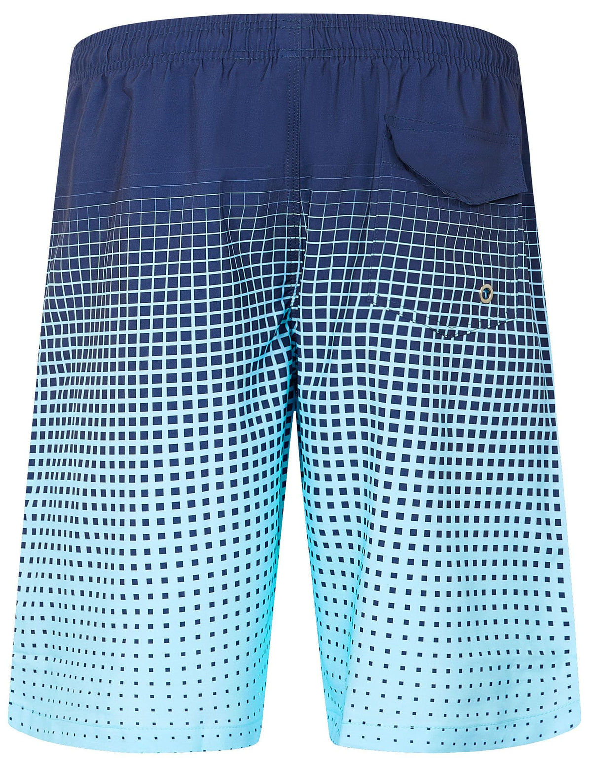 ELETOP Men's Swim Trunks Quick Dry Bathing Suit Swimming Board Shorts Mesh Lining Beach Swimwear Grid Gradient Blue 3XL