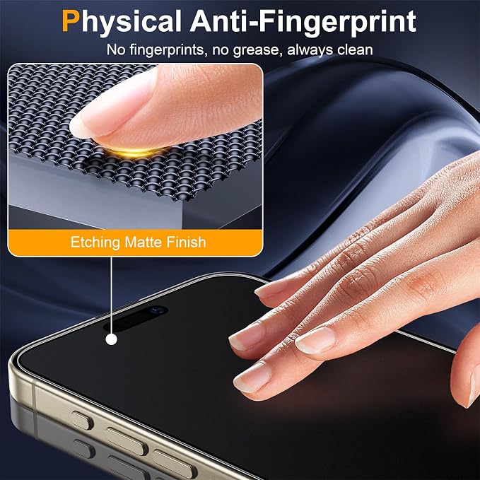 2 Pack for iPhone 15 Pro Max 6.7inch Matte Glass Screen Protector Auto Dust Removal Easy Installation Anti Glare Anti Fingerprint Tempered Glass Film Dynamic Island Compatible Case Friendly