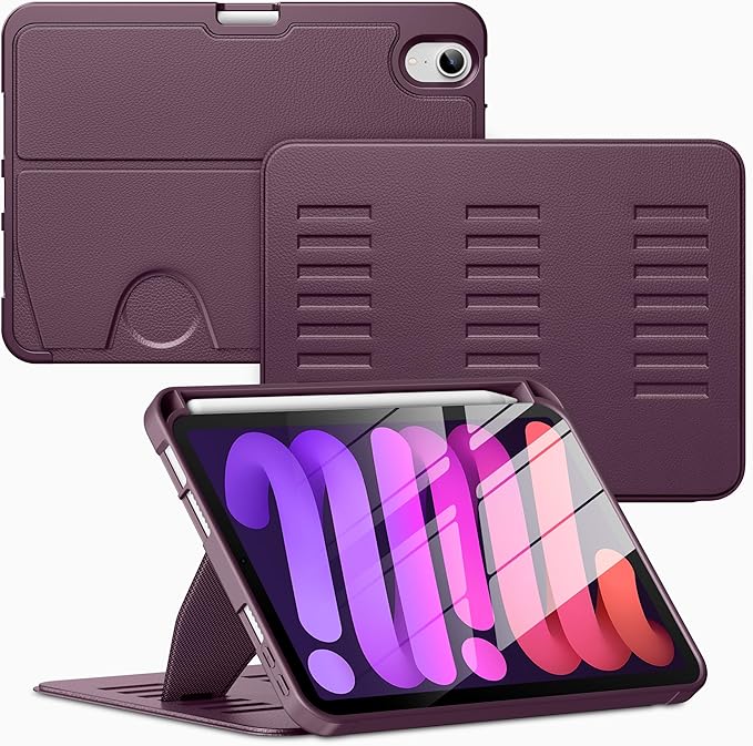VIKESI Case for iPad mini 7 (A17 Pro) and iPad mini 6Multiple Angles Magnetic Stand CoverShockproof Soft BackPencil Holderand Auto Sleep/WakeBlack