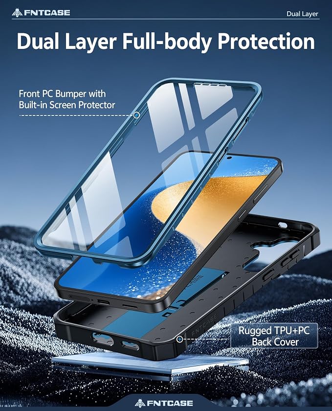FNTCASE for 11 Pro XL Case Rugged Kickstand 2 Front Frames Black | Built-in Screen Protector 20FT Military-Grade Drop Protection Rugged Heavy Duty Shockproof Full Body Protective Cover