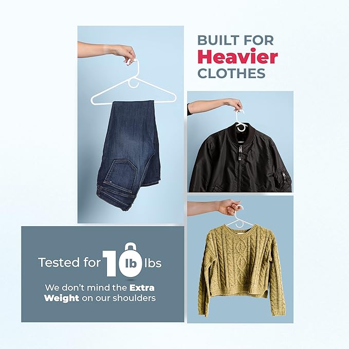 Neaties Heavy Duty Clothes Hangers 36 Pack – Made in the USA – 8lb Capacity Plastic Hangers for Adult Clothing – Durable for Pants, Coats, Jackets, or Jeans – White & Gray