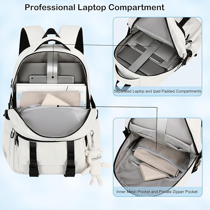 Hidds School Backpack for Teens Girls Women 3 PCS Kids Bookbag Set with Lunch Box College Laptop Backpacks Travel Daypack Bag