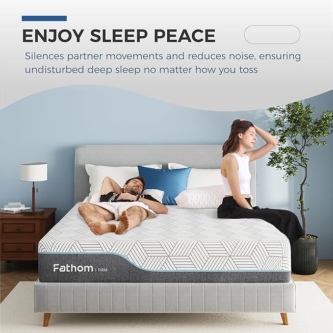 FATHOM Firm King Mattress 12 Inch Memory Foam Mattress King Size Bed in a Box for Back Pain Relief and Cool Sleep with Gel Foam and Removeable Fiberglass Free Cover, CertiPUR-US Certified