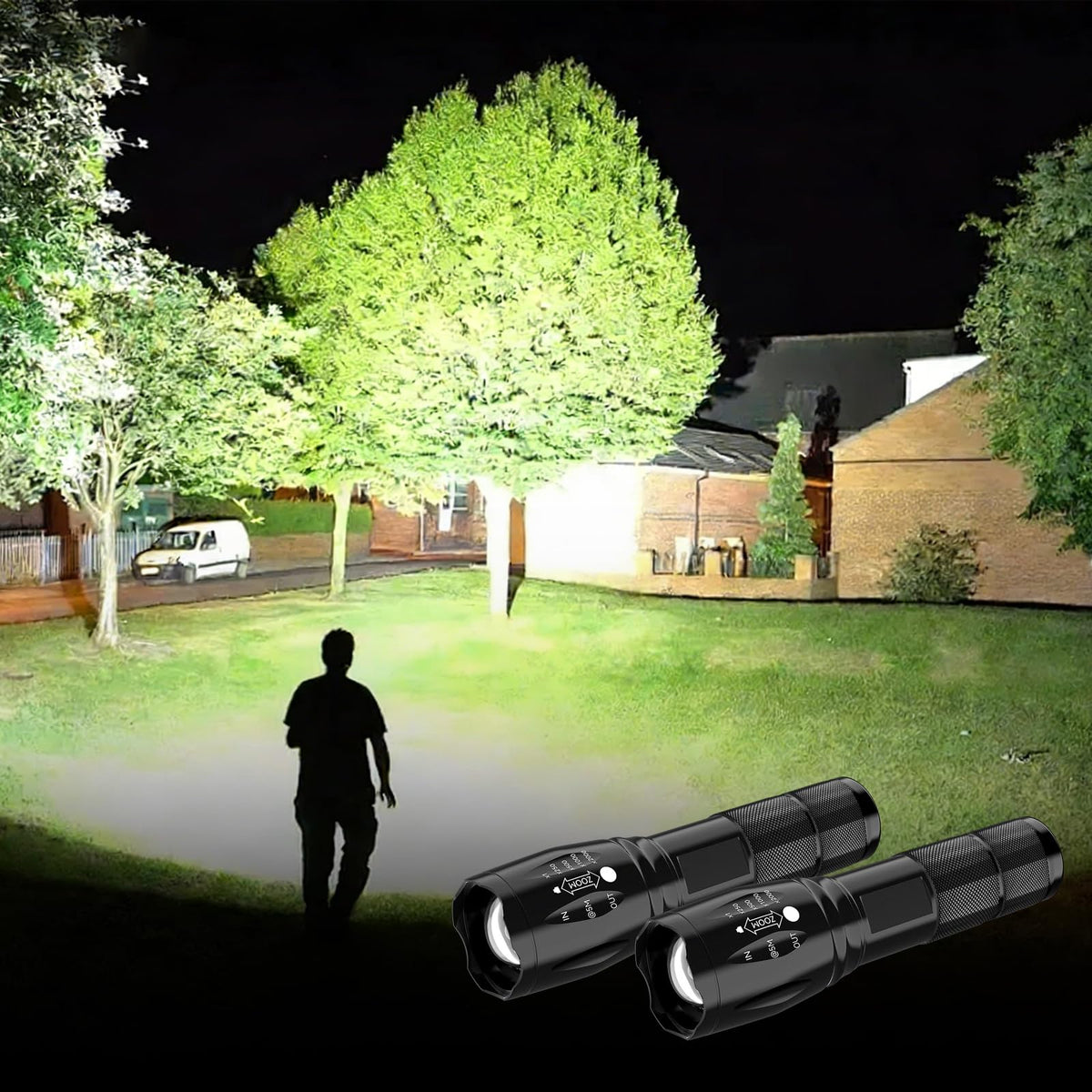 BESTSUN LED Flashlight 2 Pack, Small Flashlights Powerful High Lumens 5 Modes, Waterproof Zoomable Mini Tactical Flash Light for Home Emergencies Camping