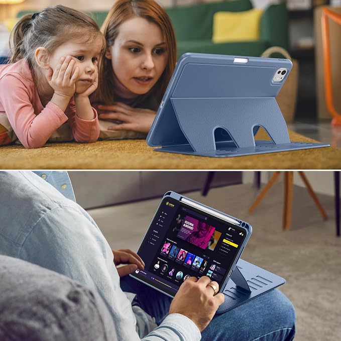 VIKESI Case for iPad Pro 11 inch (M5/M4) 2025/2024Multiple Angles Magnetic Stand CoverShockproof BackPencil Holderand Auto Sleep/WakeBlack