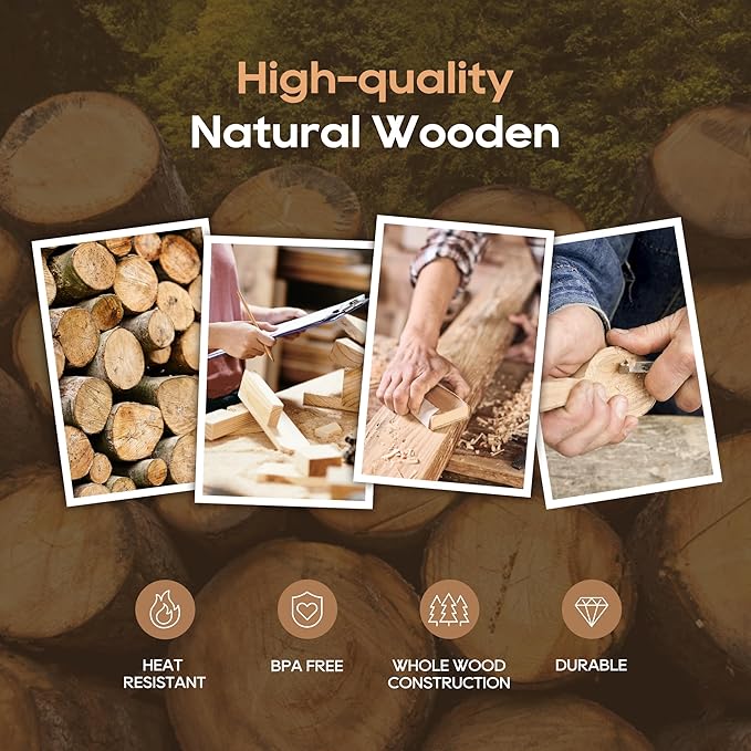KLYRO 5 PCS Wooden Spatula Set, Natural Teak Wooden Spoons for Cooking, Nonstick Cookware Safe Kitchen Utensils Set, Durable & Elegant Cooking Utensils Gift Set