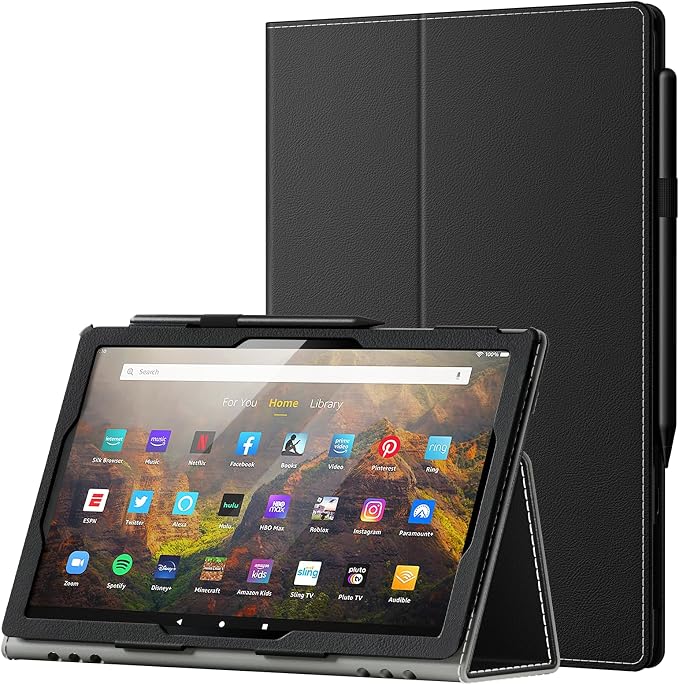Case for Amazon Kindle Fire HD 10 Tablet (13th/11th Generation 2023/2021 Release) &amp Fire HD 10 Plus Tablet - Slim Folding Stand Folio Cover with Auto Wake/Sleep and Hand Strap Black